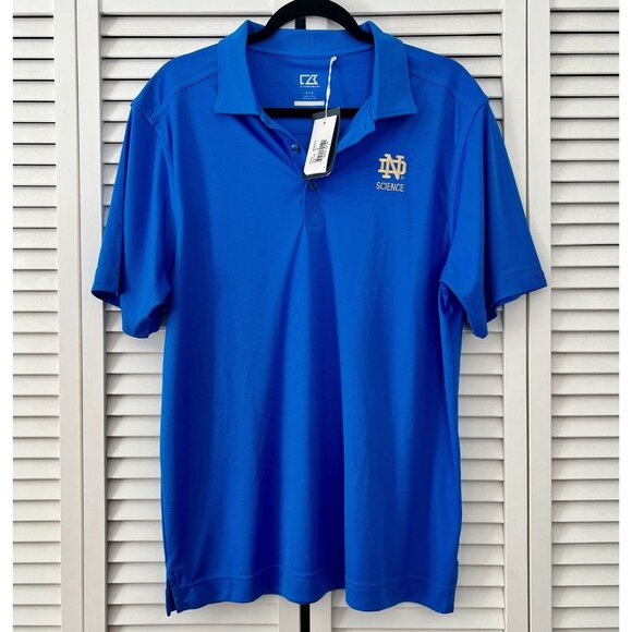 Notre Dame Fighting Irish Cutter & Buck Royal Golf Shirt “Science” Size M - Picture 1 of 6